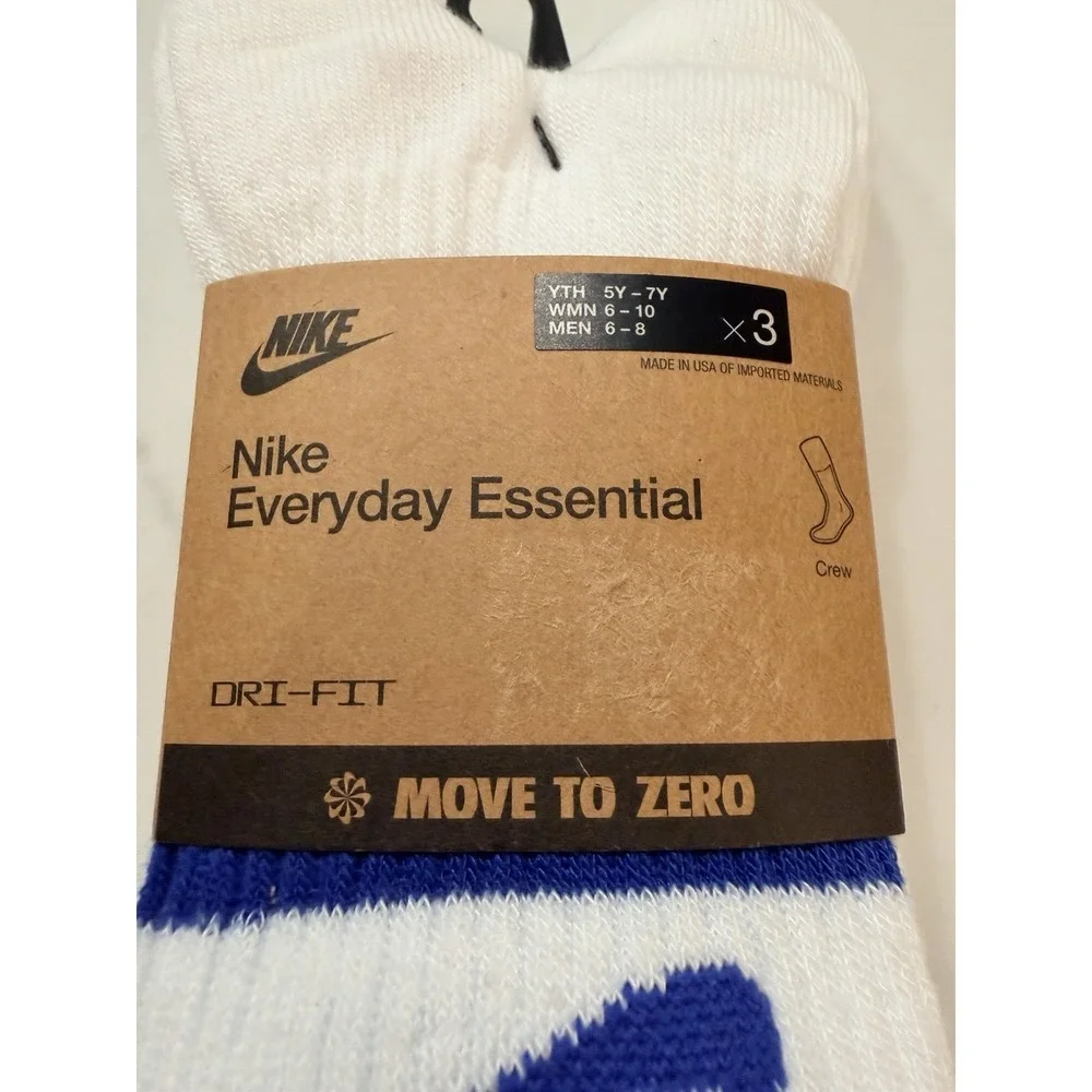 Nike Everyday Essential Drifit Socks 3 Pk - Size Medium W6-10/M6-8 DX5089-105